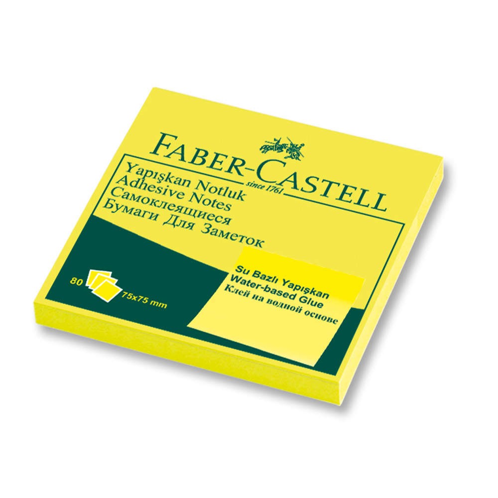 Faber-Castell Yapışkan Not Kağıdı 75x75mm Fosforlu Sarı