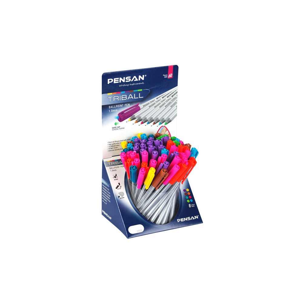 Pensan Tükenmez Kalem Triball Renkli 60'lı Stand