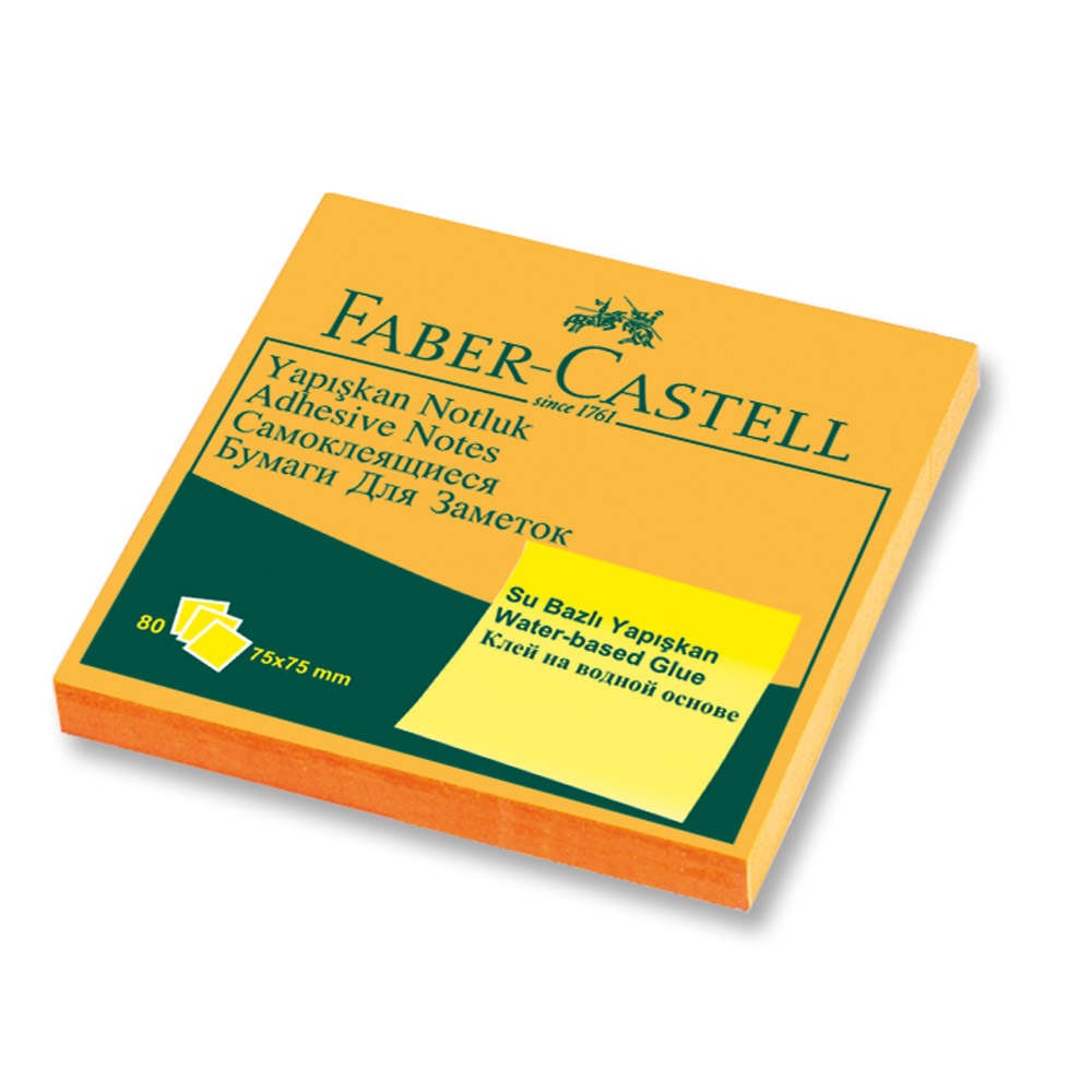 Faber-Castell Yapışkan Not Kağıdı 75x75mm Fosforlu Turuncu