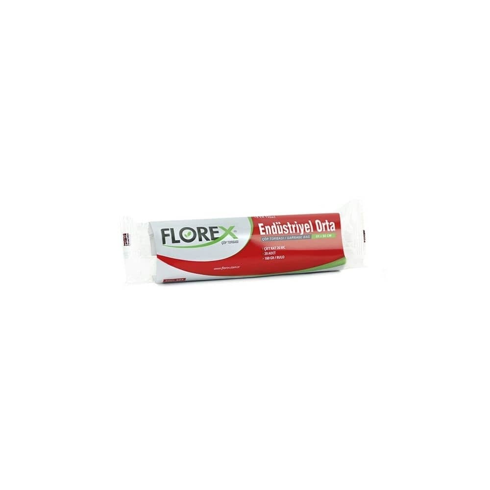 Florex Endüstriyel Orta Boy Çöp Poşeti 55x60 cm 20'li 25 Rulo