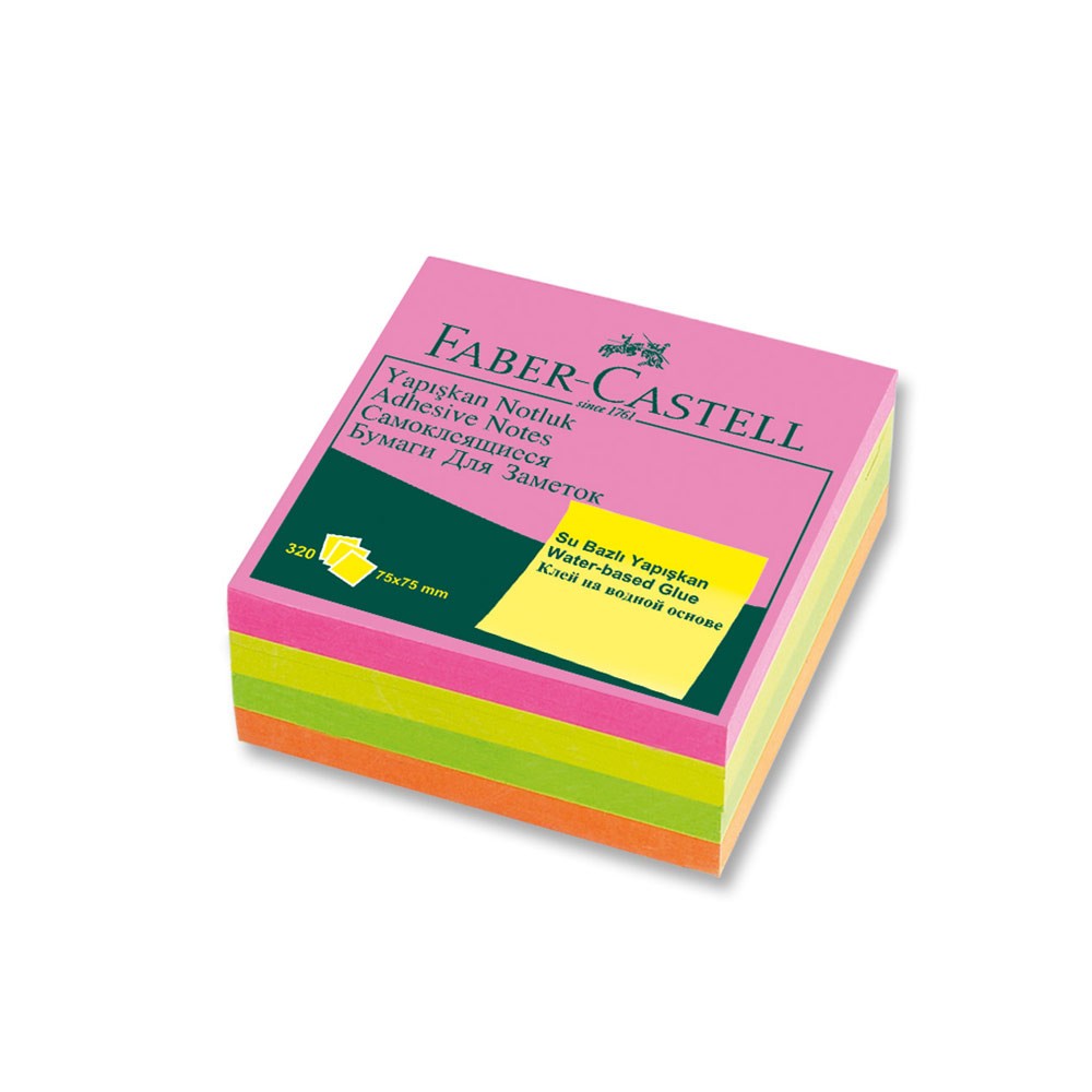 Faber-Castell Yapışkan Not Kağıdı 75x75 mm Renkli Küp