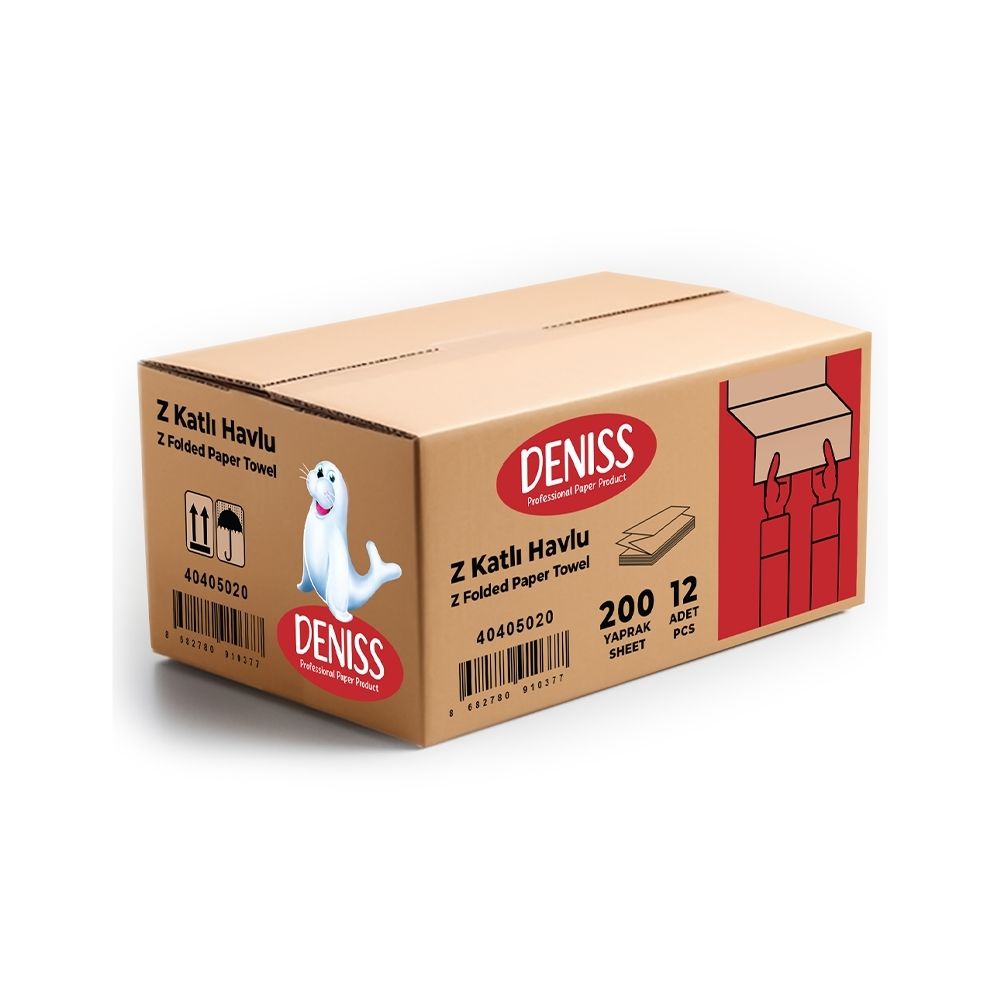 Deniss Z Katlamalı Havlu 200 Sayfa 12'li