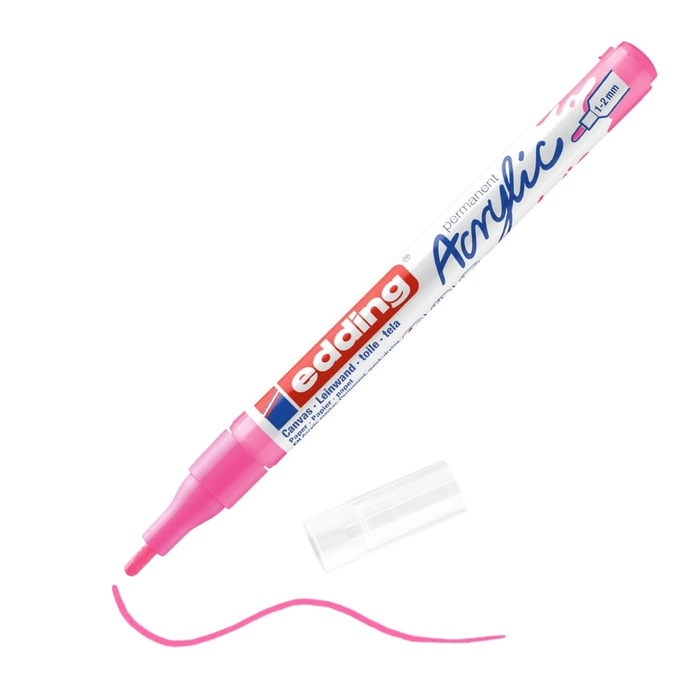 Edding 5300 Akrilik Markör İnce Uçlu Fosforlu Pembe