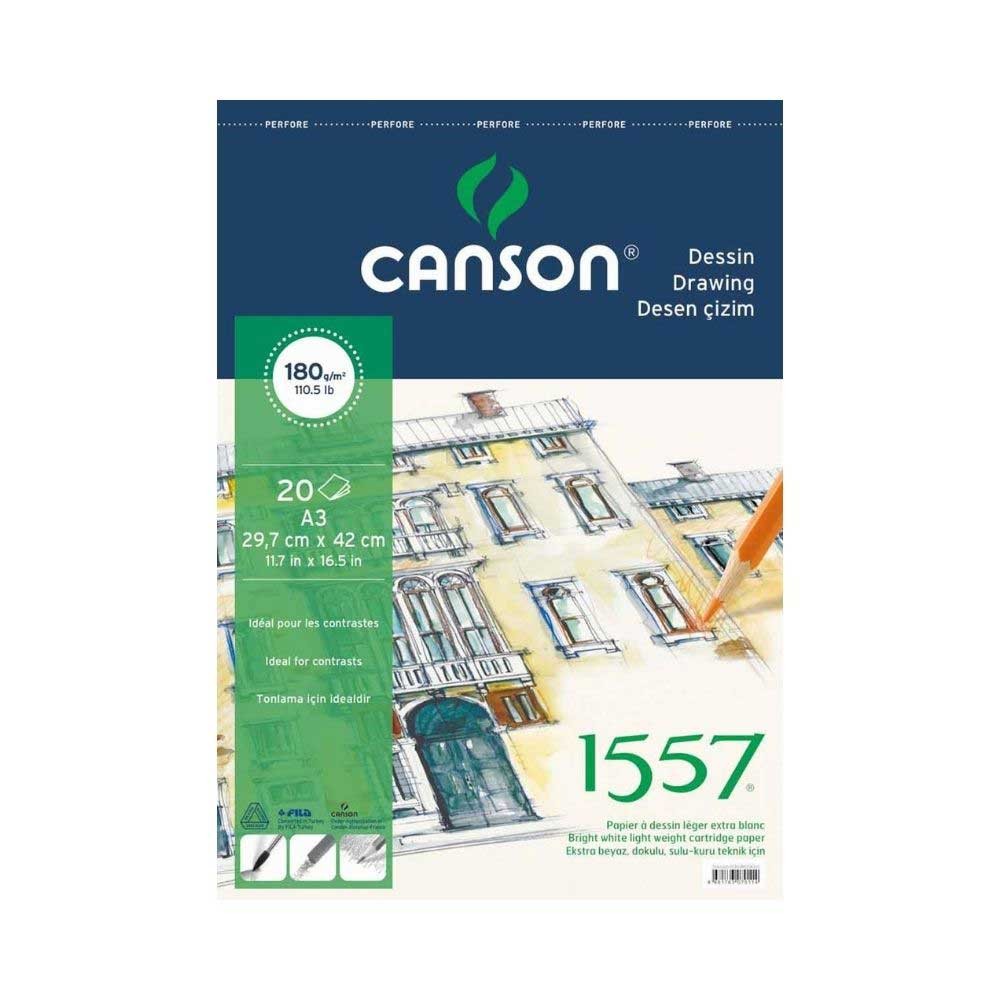 Canson Resim Defteri Çizgili Blok 180 gr A3 20 Yaprak Üstten Spiralli