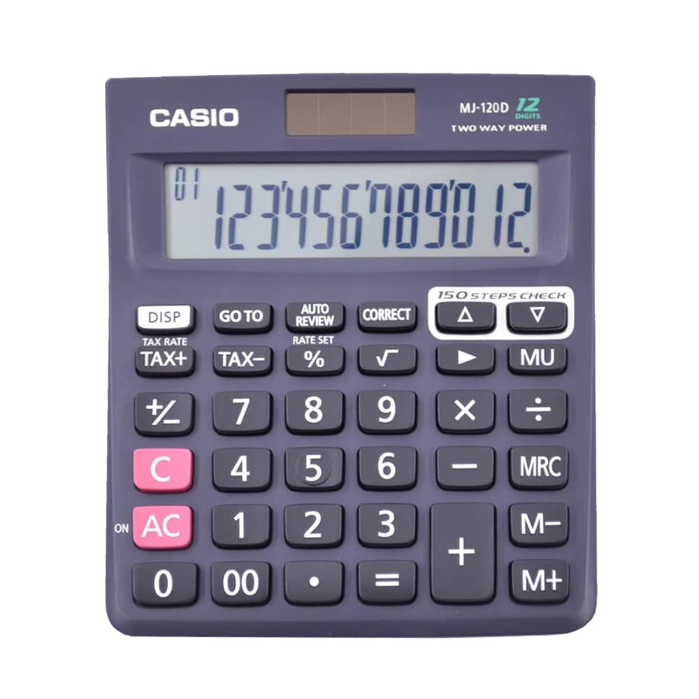 Casio Hesap Makinesi 12 Hane Pil + Güneş En 100 İşlem Tekrar