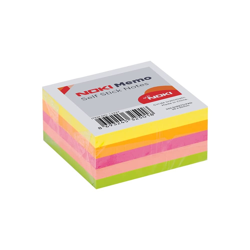 Noki Yapışkanlı Not Kağıdı 50x50 mm 250 Yaprak Neon Renkler