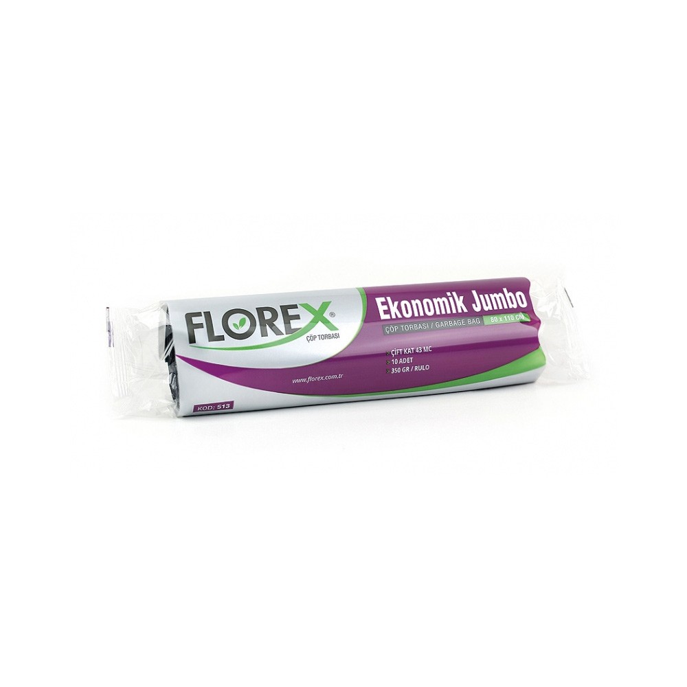 Florex Eko Jumbo Çöp Poşeti 80x110 Siyah 10'lu