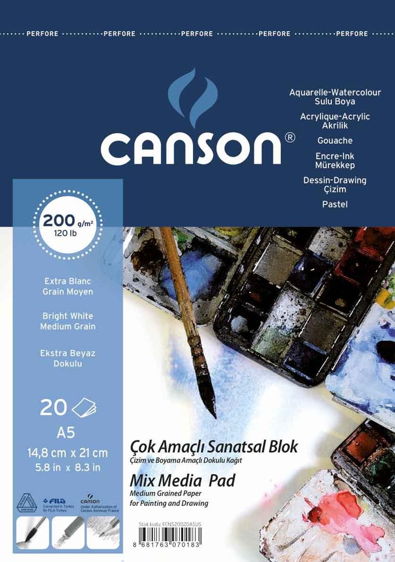 Canson Resim Defteri 200 gr A5 20 Yaprak Üstten Spiralli