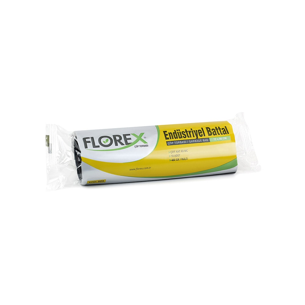 Florex Çöp Poşeti Endüstriyel Battal Boy 72x95 cm 10'lu Siyah