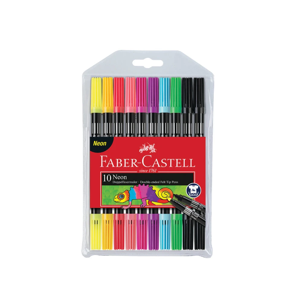 Faber-Castell Keçeli Kalem 10 Renk Neon Çift Taraflı