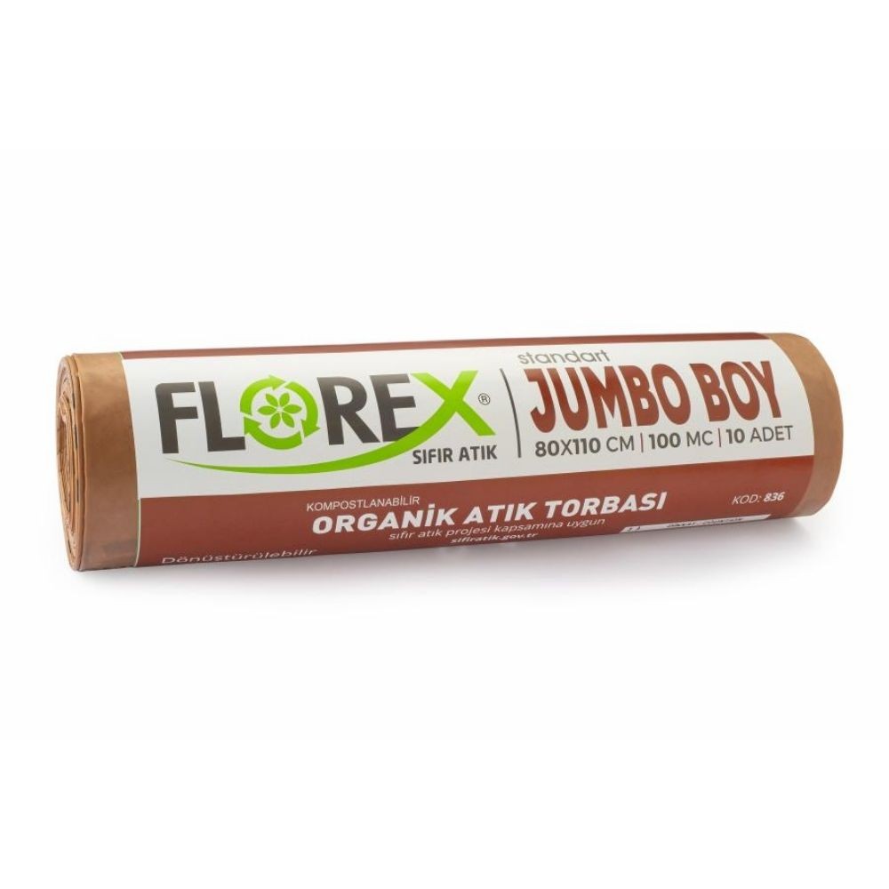 Florex Organik Atık Çöp Poşeti Jumbo Boy 80x110 cm 10'lu Kahve