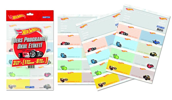 Gıpta Okul Etiketi Ders Programlı Hot Wheels 3 Yaprak