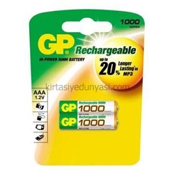 GP Pil Şarjlı İnce Kalem AAA 1000 mAh 2'li
