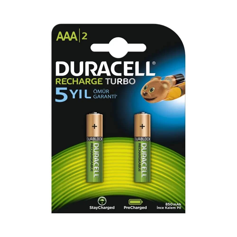 Duracell Pil İnce Kalem AAA Şarjlı 900 mAh 2'li Kart
