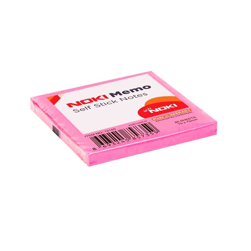 Noki Yapışkanlı Not Kağıdı Memo 75x75 mm 80 Yaprak Pembe