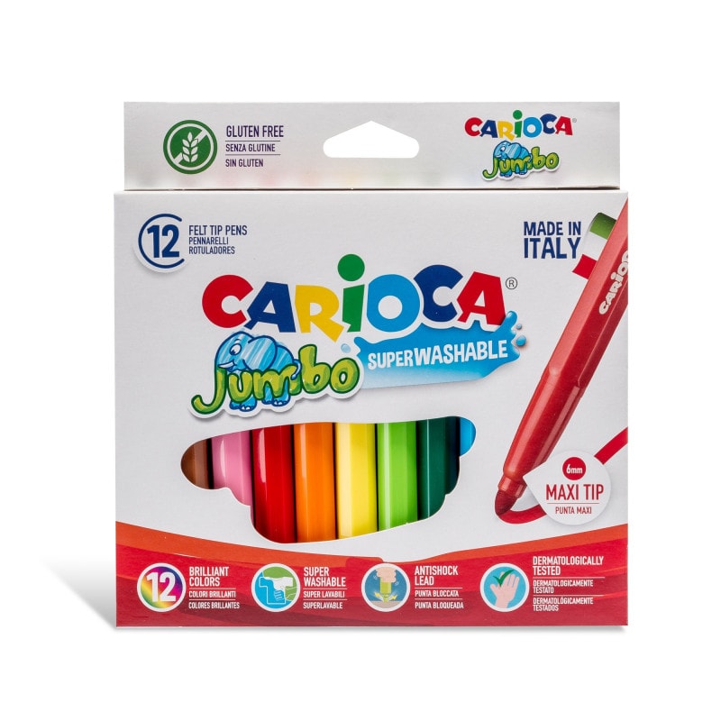 Carioca Jumbo Süper Yıkanabilir Keçeli Boya Kalemi 12'li