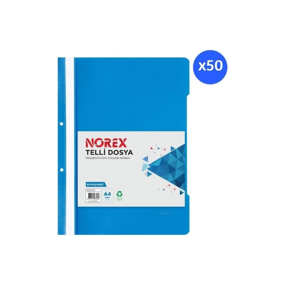 TELLİ DOSYA A4 50Lİ PAKET MAVİ (NOREX)