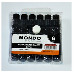 Mondo Permanent Markör Kartuşu Siyah 6'lı Set