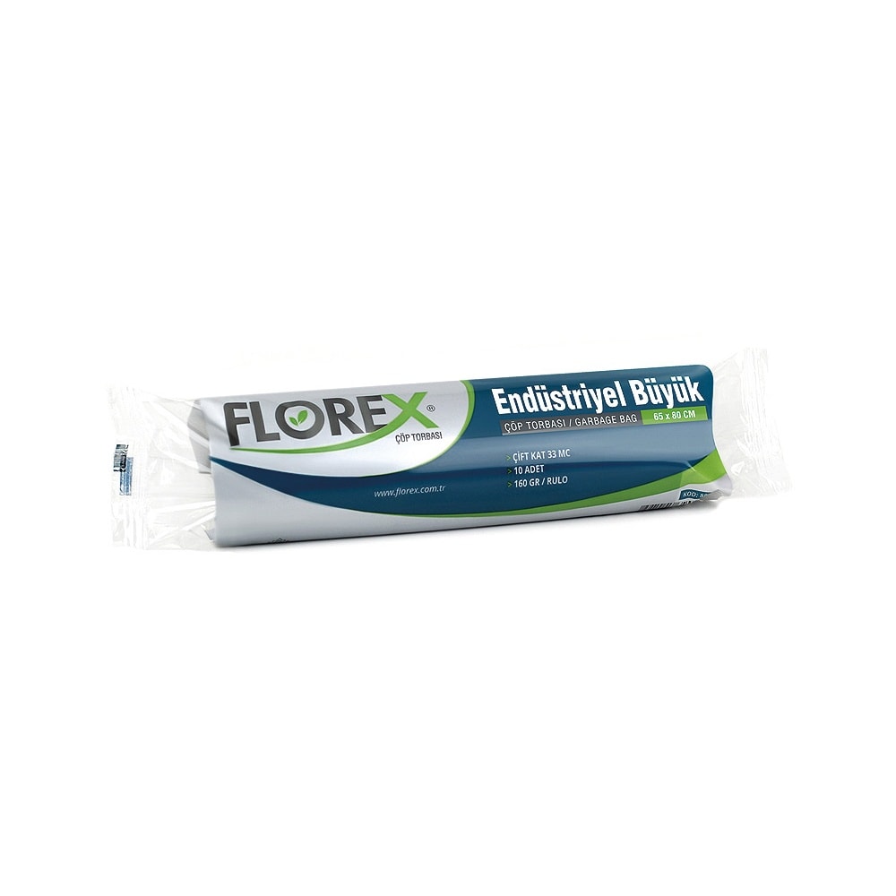 Florex Çöp Poşeti Endüstriyel Büyük Boy 65x80 cm 10'lu Siyah