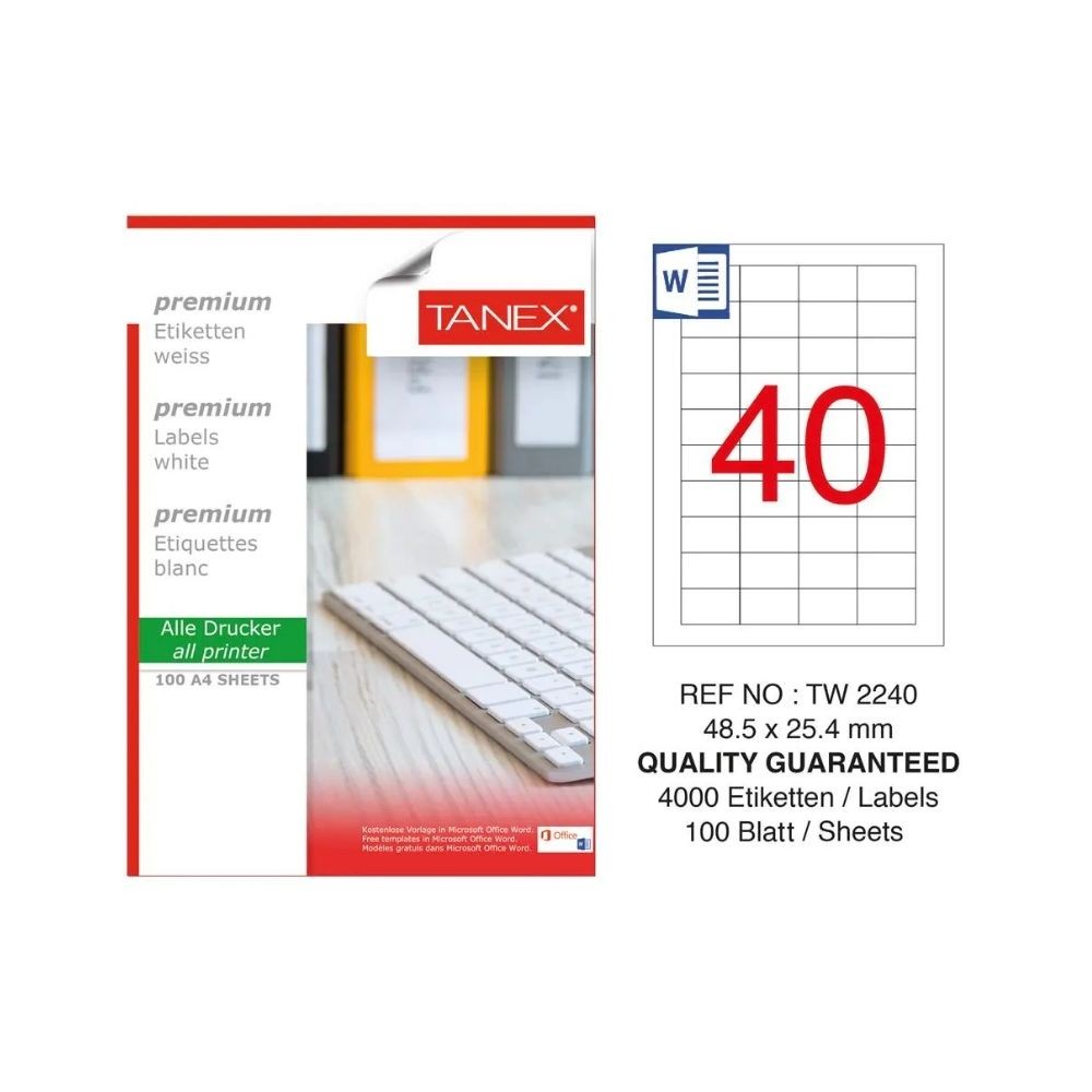Tanex Laser Etiket 48.5x25.4 mm TW 2240