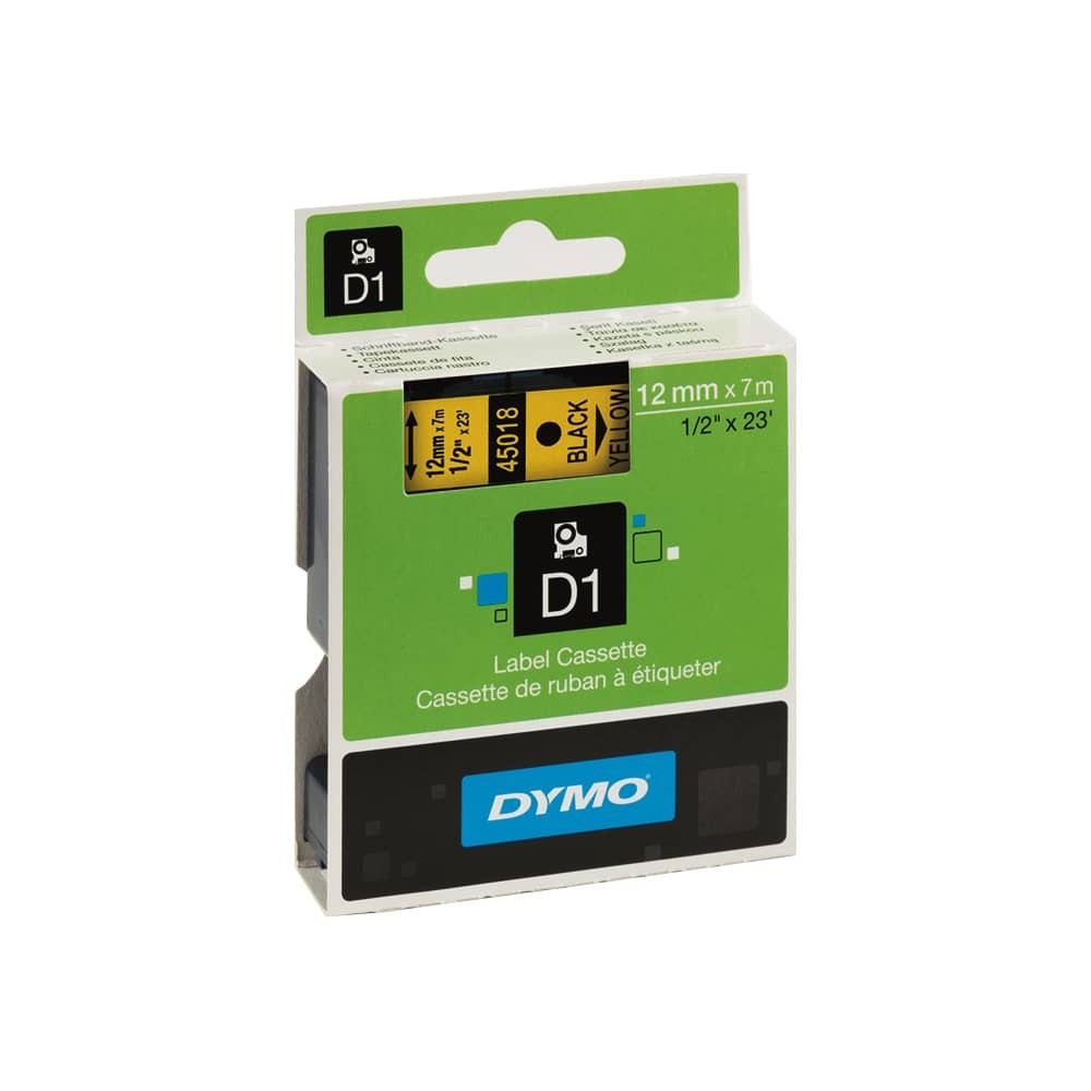 Dymo Şerit D1 12 mm x 7 m Sarı Siyah 45018