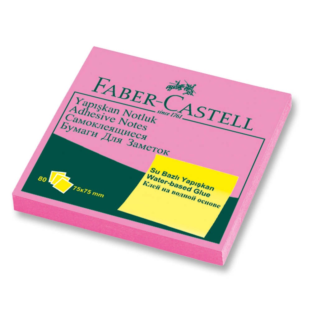 Faber-Castell Yapışkan Not Kağıdı 75x75 mm Fosforlu Pembe