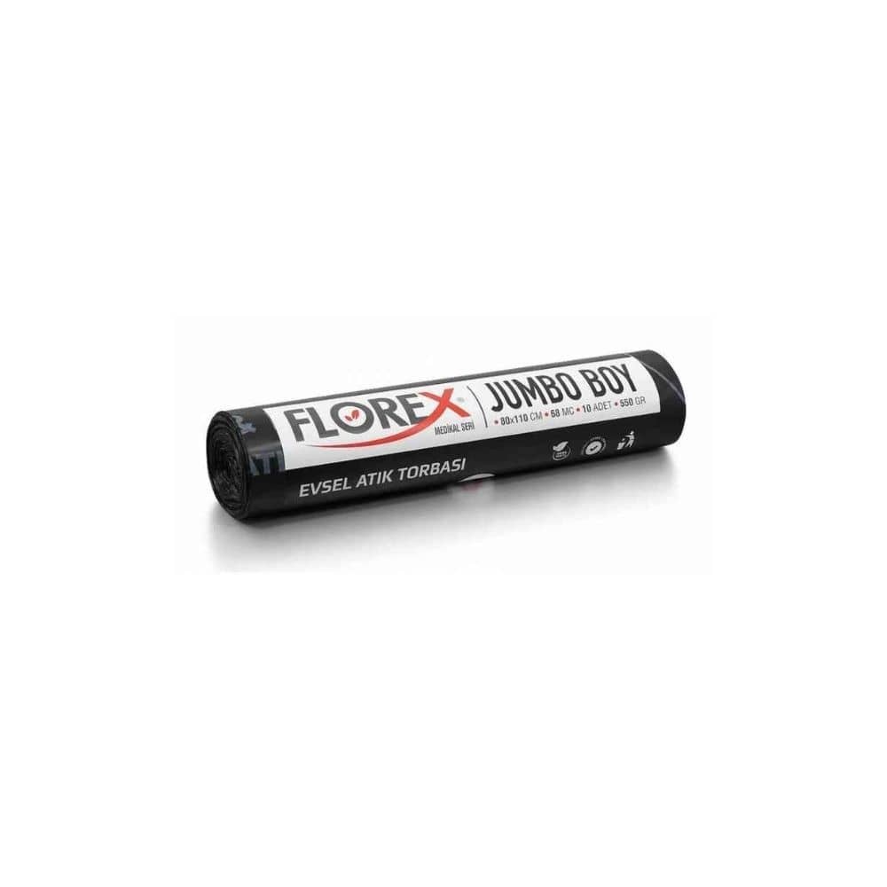 Florex Evsel Atık Çöp Poşeti Jumbo Boy 80x110 cm 10'lu Siyah