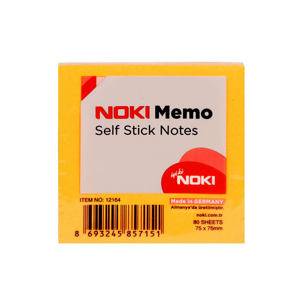 Noki Yapışkanlı Not Kağıdı 75x75 mm 80 Yaprak Turuncu