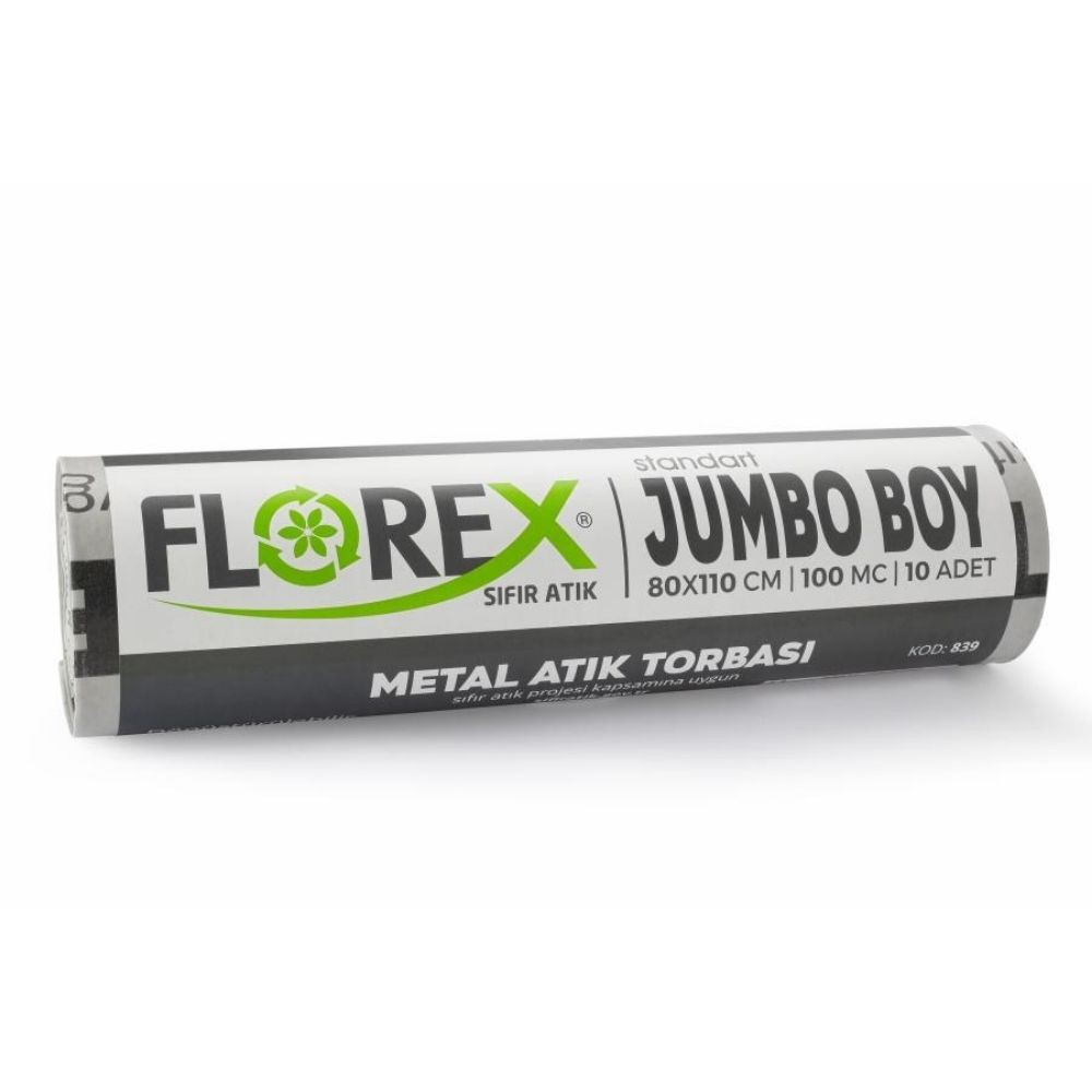 Florex Metal Atık Çöp Poşeti Jumbo Boy 80x110 cm 10'lu Gri