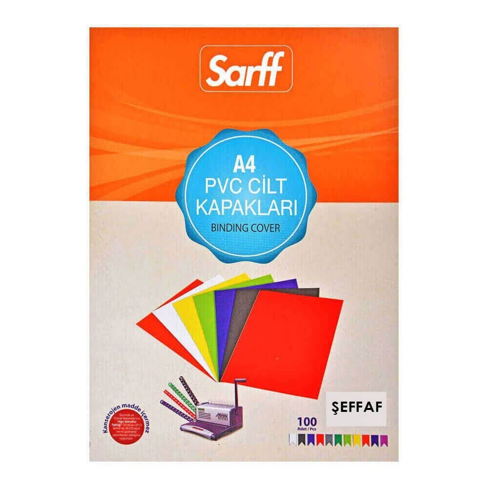 Sarff Cilt Kapağı A4 160 mic PVC 100'lü Şeffaf