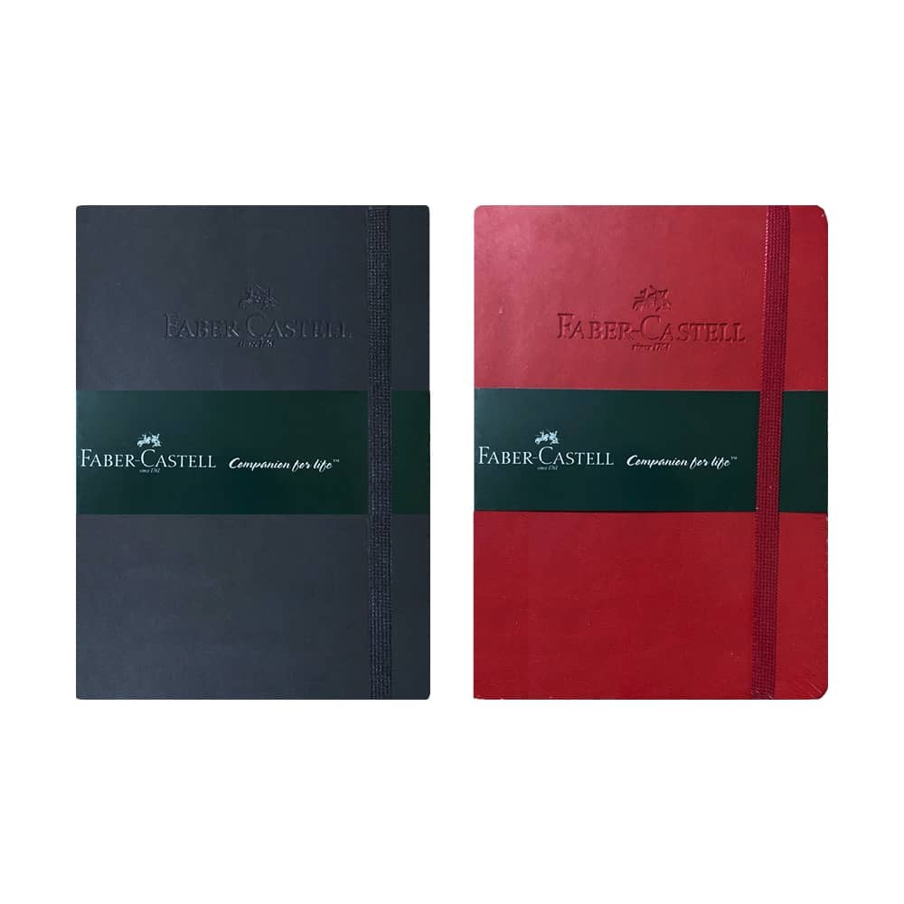 Faber-Castell Deri Defter Kırmızı Siyah A6 80 Yaprak Çizgili