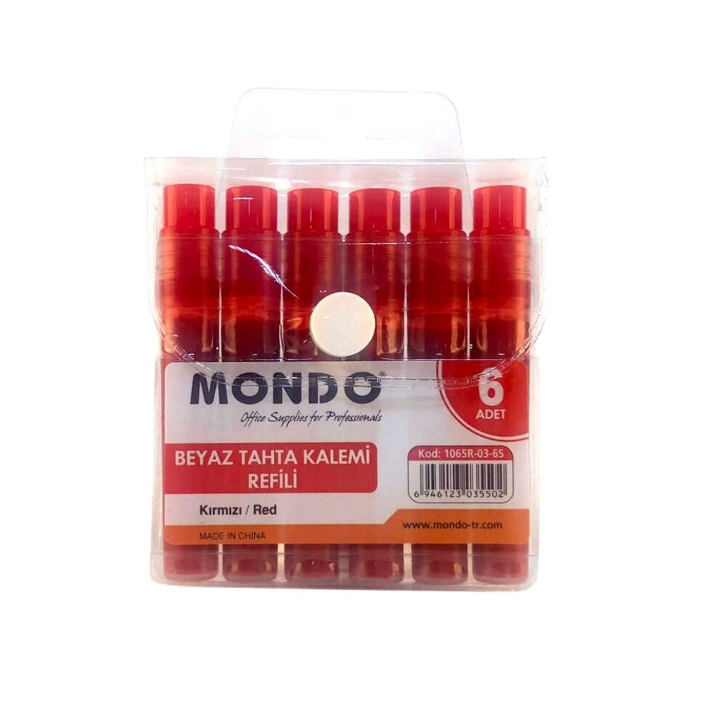 Mondo Permanent Markör Kartuşu Kırmızı 6'lı Set