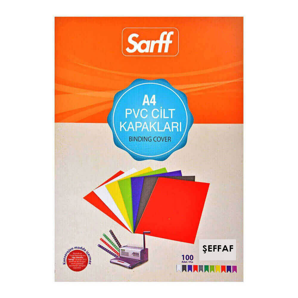 Sarff Cilt Kapağı A4 160 mic PVC 100'lü Şeffaf
