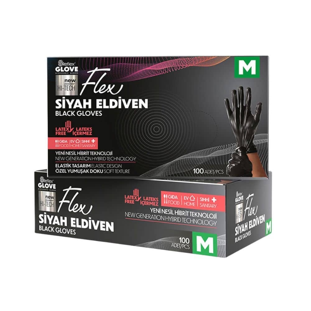Flex Eldiven Siyah Medium 100'lü