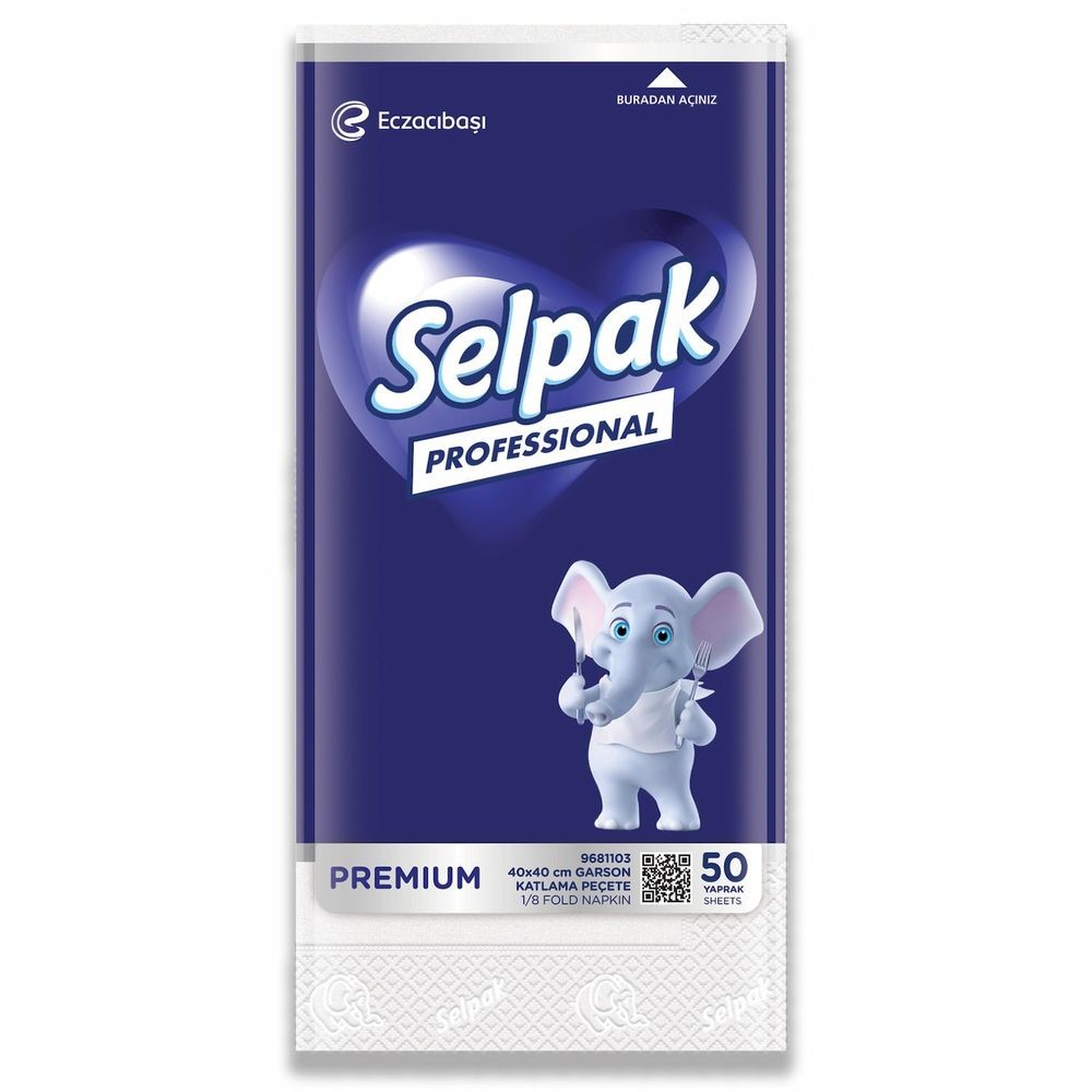Selpak Professional 40x40 Garson Katlama Peçete Beyaz 50'li
