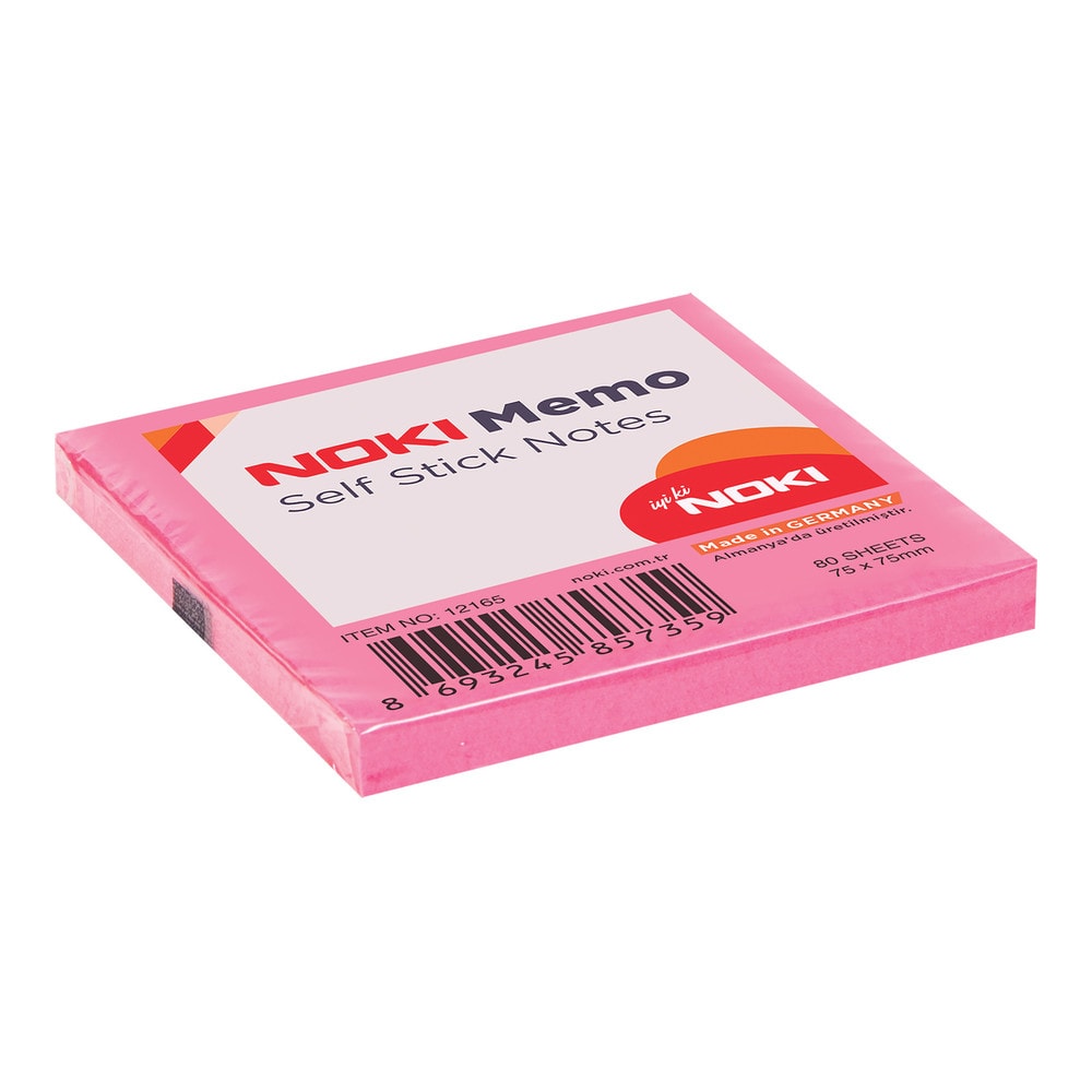 Noki Yapışkanlı Not Kağıdı Memo 75x75 mm 80 Yaprak Pembe