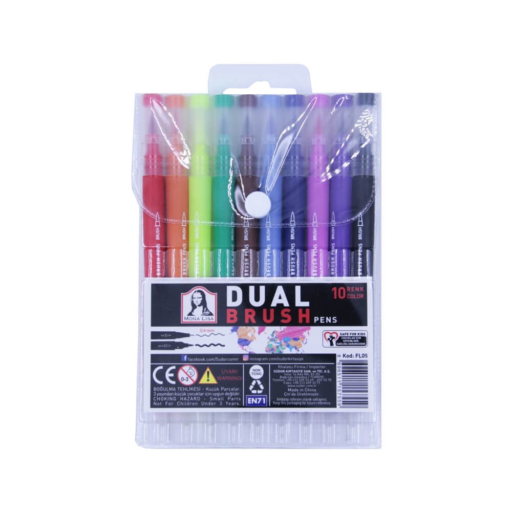 Sudor Fineliner Monalisa Dual + Brush Set 10 Renk