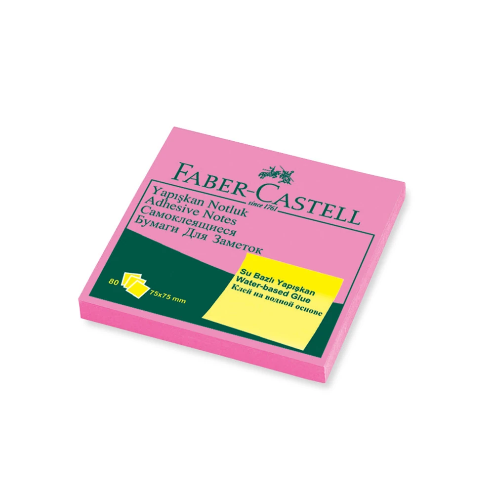 Faber-Castell Yapışkan Not Kağıdı 75x75 mm Fosforlu Pembe