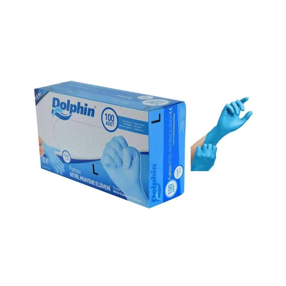 Dolphin Muayene Eldiveni Pudrasız Nitril Mavi Small 100'lü