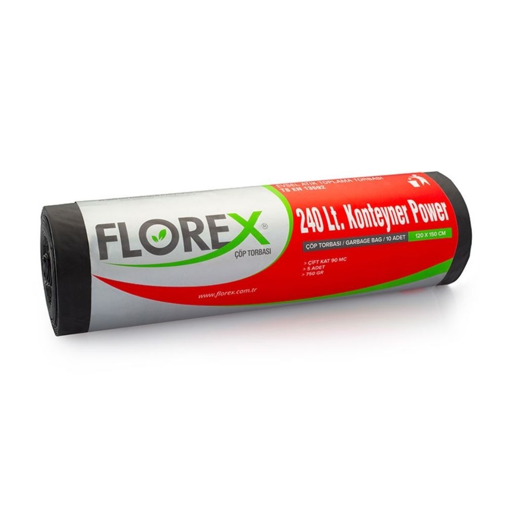 Florex Konteyner Çöp Poşeti 240 lt 120x150 cm 5x10'lu Siyah
