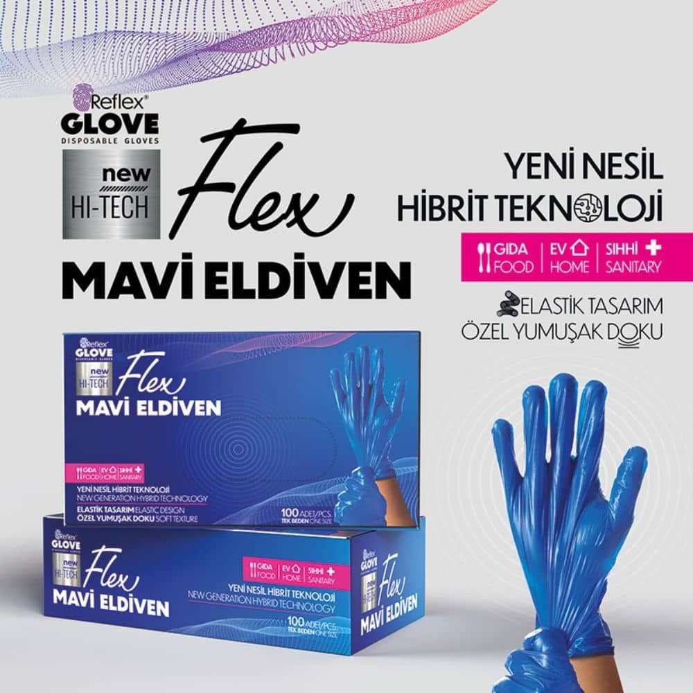 Flex Eldiven Mavi Large X-Large 100'lü
