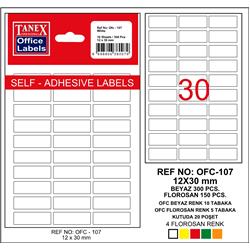 Tanex Ofis Etiketi 12x30 mm Kod OFC-107 Florasan Kırmızı