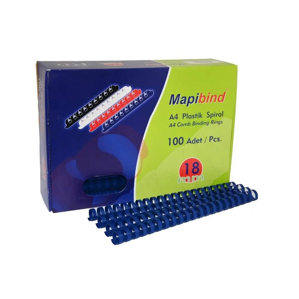 Mapi Spiral Plastik Mapibind 18 mm Lacivert 100'lü