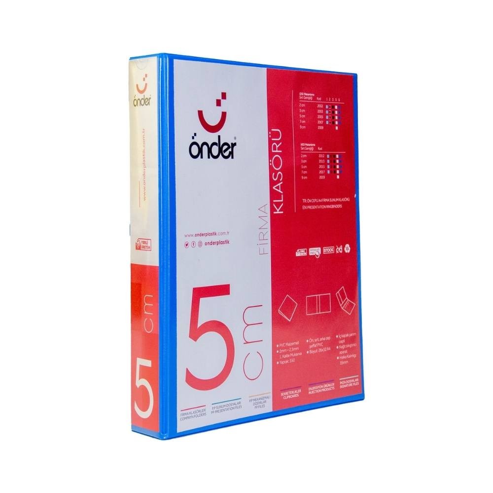 Önder Firma Klasörü Sırt 5 cm 4D Mekanizmalı Mavi