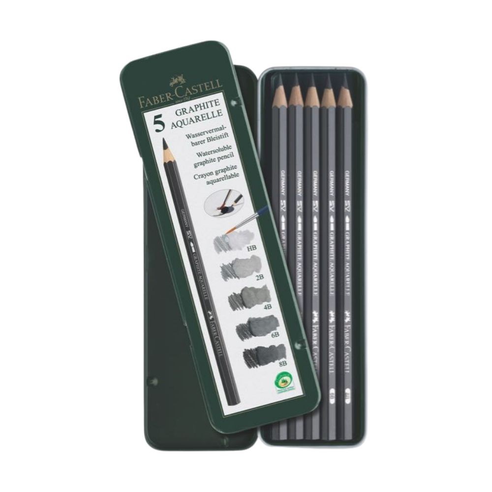 Faber-Castell Kurşun Kalem Aquarelle 5'li Metal Kutu HB-2B-4B-6B-8B