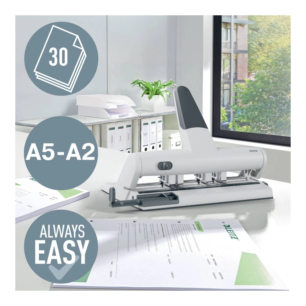 Leitz Delgeç 4 Ayarlanabilir Delikli Akto 30 Sayfa Gri