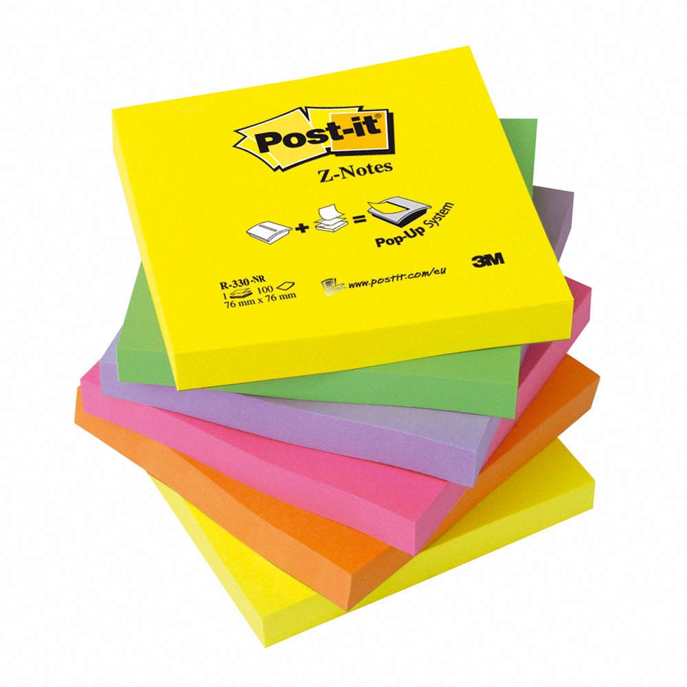 Post-it Yapışkanlı Not Kağıdı Z-Not 76x76 mm Neon Renkli