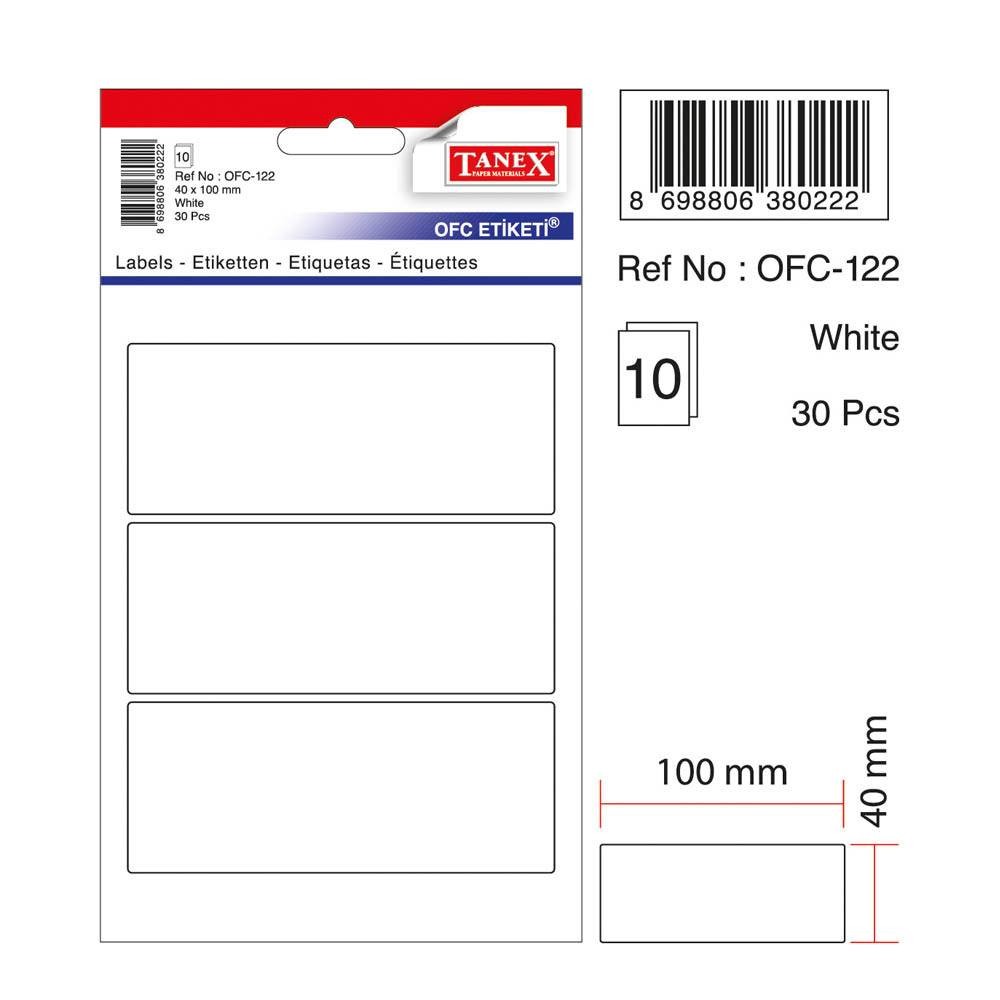 Tanex Ofis Etiketi 40x100 mm Beyaz OFC-122
