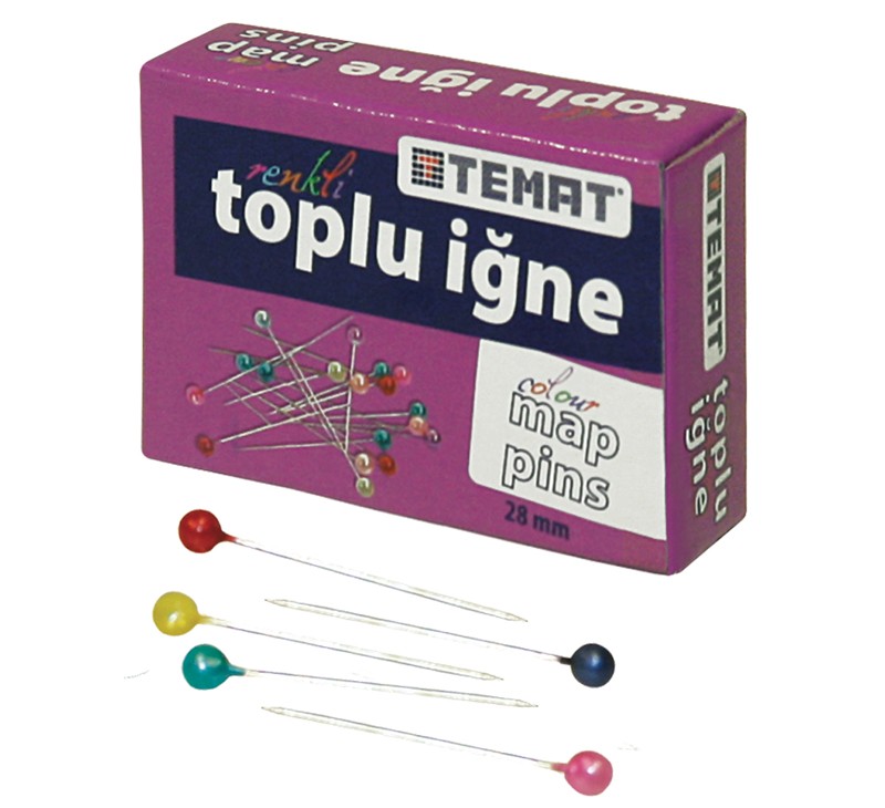 Temat Toplu İğne Renkli 28 mm 25'li