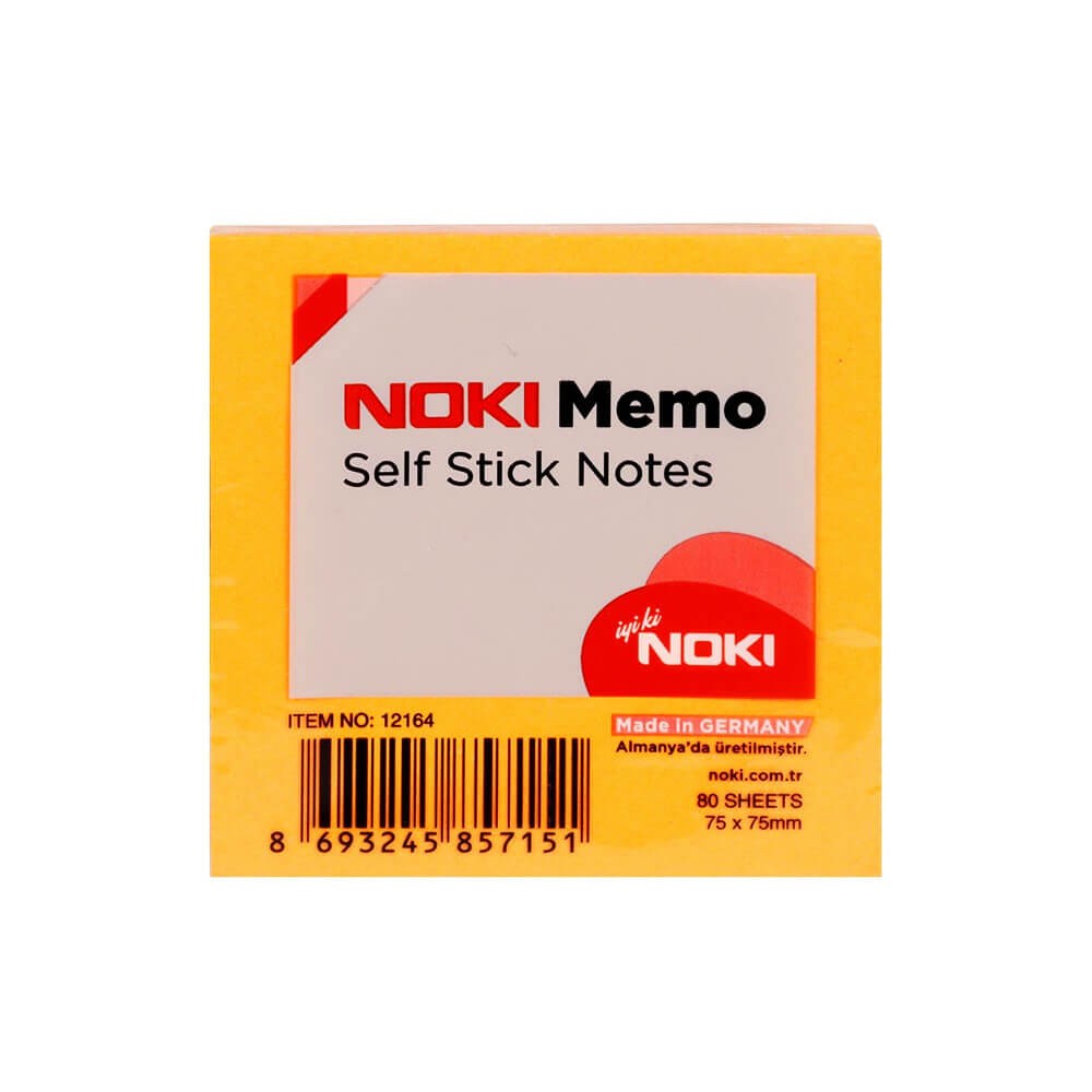 Noki Yapışkanlı Not Kağıdı 75x75 mm 80 Yaprak Turuncu